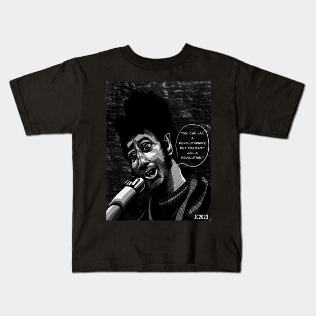 Fred Hampton “Can’t Jail A Revolution” portrait (digital) Kids T-Shirt by StagArtStudios